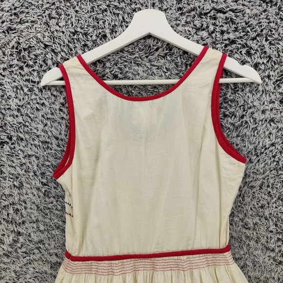 Dolls Point Women Dress Boho Folk Cottagecore 4 Cream Red Embroidered High Low - Picture 11 of 15